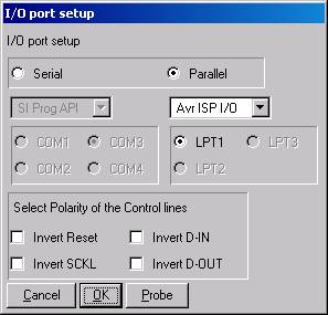 PonyProg ISP Programmer Configuration