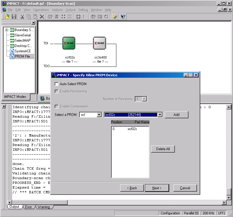 Xilinx FPGA Configuration iMPACT - Configuration Bit Stream download
