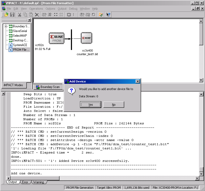 Xilinx FPGA Configuration iMPACT - Configuration Bit Stream download