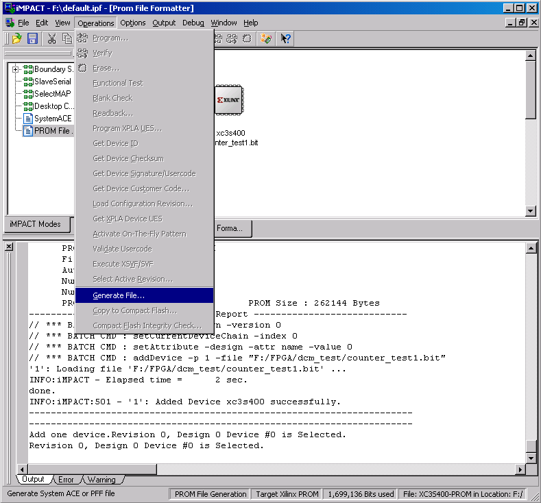 Xilinx FPGA Configuration iMPACT - Configuration Bit Stream download