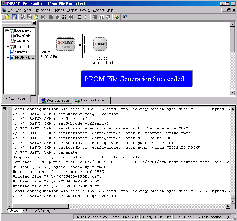 Xilinx FPGA Configuration iMPACT - Configuration Bit Stream download
