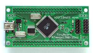 AVR ATmega1280 TinyBoard, ATmega1280 USB Development Board, USB Bridge, RS232, RS485, external RAM